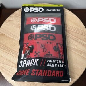 PSD 3 Pack Core Standard Premium Boxer Briefs Men's Warface Luxury Red/Black NEW